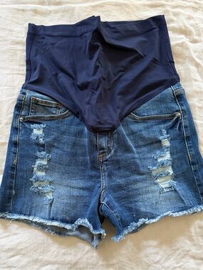 Pinkblush Maternity Panel Distressed Denim Shorts
